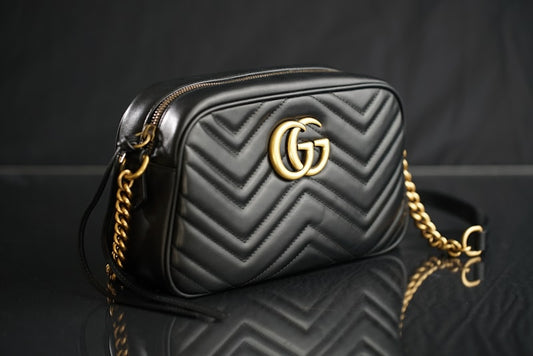 NOIR Crystal Top Handle — gold chain strap detail | Rukuh